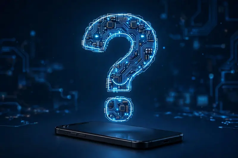 Question marks floating around an Android phone displaying a game library